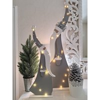 Nikolaus Aus Holz, Fensterdekoration, Beleuchtet, Silbergrau von HolzkunstSchaetze