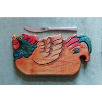 Frühstücksbrett Hahn, Schneidebrett von HolzliebeDesigns