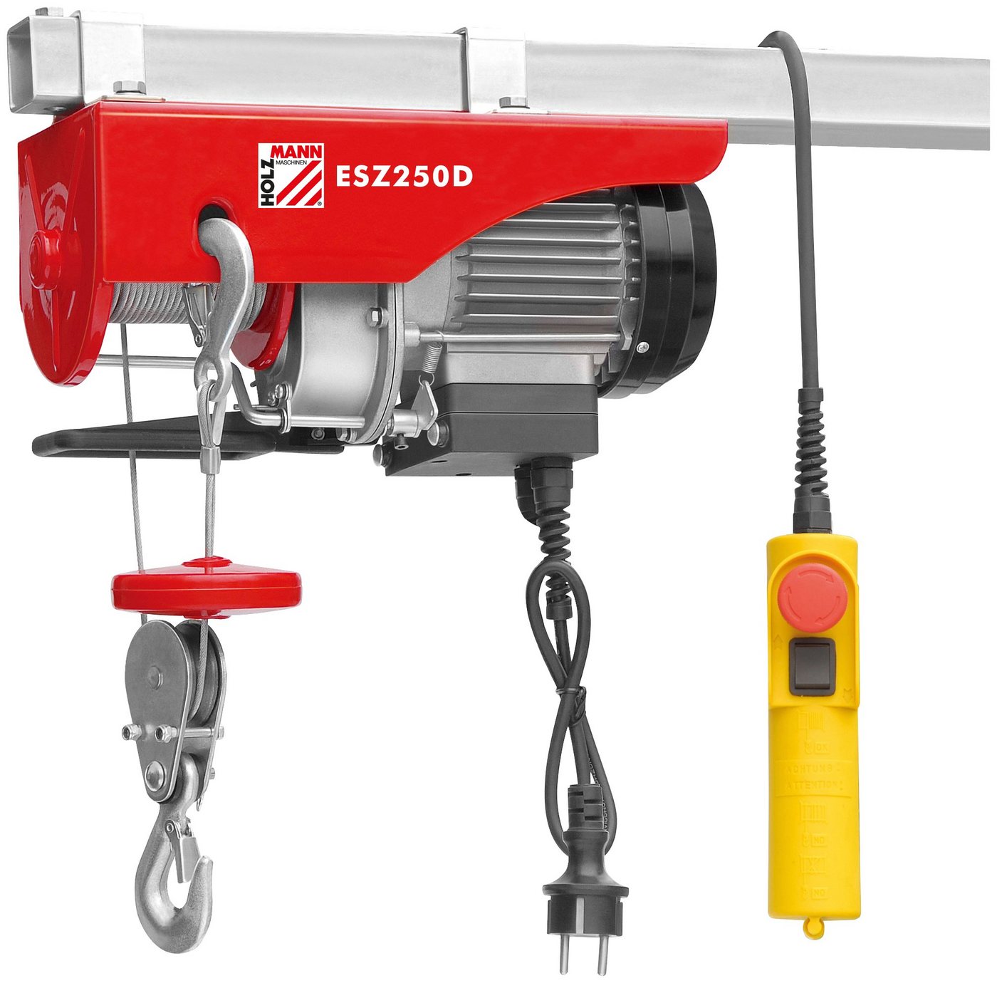 Holzmann Seilwinde ESZ250D, elektrischer Seilzug mit 250 kg Traglast von Holzmann