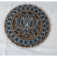 Mandala Wanddekoration, Lotusblume Aus Holz, Wandbild Lotusblüte von Holzmanufaktur17