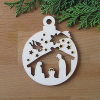 Baumschmuck Kugel Krippe Aus Holz, Geschenkanhänger Lasercut Baumschmuck Kugel Krippe Aus Holz, Geschenkanhänger Lasercut von Holzmeile