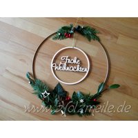Frohe Weihnachten Kreis Aus Holz Für Türkranz-Ringe, Lasercut Frohe Weihnachten Kreis Aus Holz Für Türkranz-Ringe, Lasercut von Holzmeile