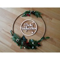 Frohe Weihnachten Kreis Winterglitzer Aus Holz Für Türkranz-Ringe, Lasercut von Holzmeile