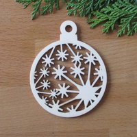 Geschenkanhänger Kugel Schneeflocke Lappland Aus Holz, Baumschmuck Lasercut von Holzmeile
