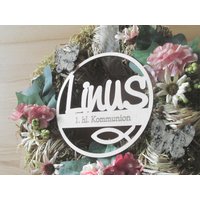 Kreis Mit Name Und Fisch Zur Kommunion Aus Holz Für Türkränze, Deko, Konfirmation, Firmung, Taufe Usw., Lasercut von Holzmeile