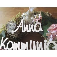 Namensschriftzug "Frankfurt" Aus Holz, Geschenk Für Kommunionkinder, Zimmertür, Lasercut Häusliche Romantiker von Holzmeile