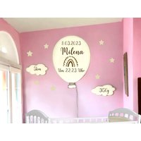 Luftballon Mit Geburtsdatum, Baby Zimmer, Kinderzimmer Deko, Wanddekoration, Geburt Baby, Taufe Luftballon Mit Geburtsdatum, Baby Zimmer, Kinderzimmer Deko, Wanddekoration, Geburt Baby, Taufe von HolzmitLiebe