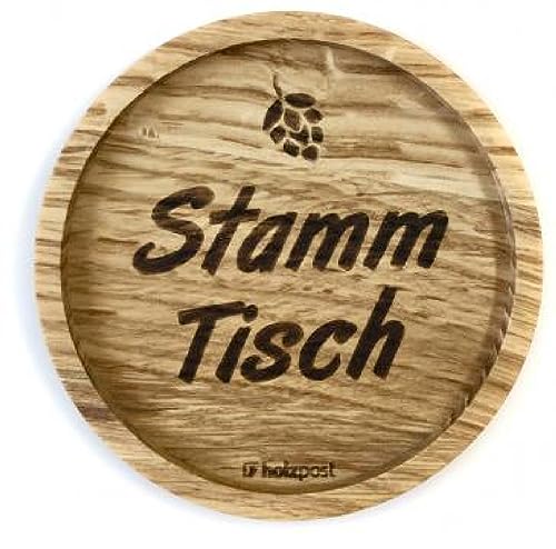 Holzpost - BD481 - Untersetzer aus Eiche - graviert und geölt - d=11,2cm, Stammtisch, Innendurchmesser 10cm, Höhe 1,8cm von Holzpost