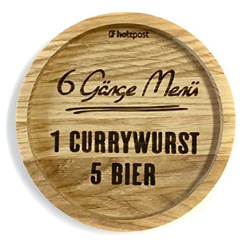 Holzuntersetzer | Currywurst Bier | Untersetzer Unterlage Holz Holzpost 11,5cm von Holzpost