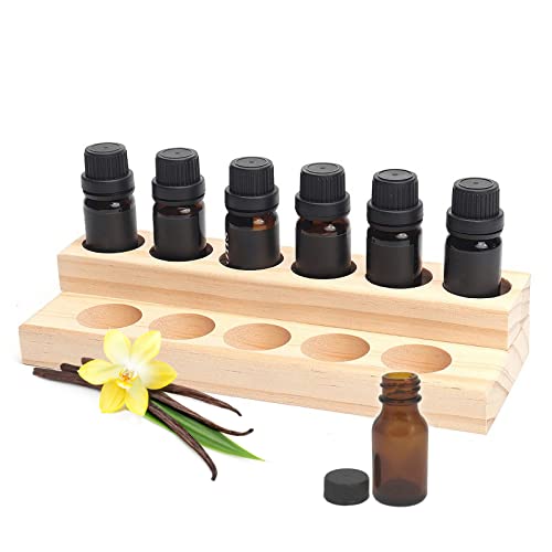 Ätherische Öle Aufbewahrungsbox, 11 Löcher Ätherisches Öl Display Ständer, Ätherische Öle Flaschen Aufbewahrung Display Regal für 5-15ml ätherische Öle Koffer, Ätherisches Öl Organisator Anzeige von Holzsammlung