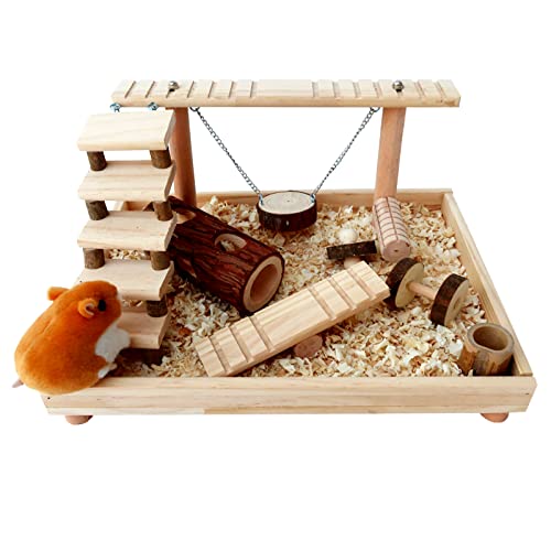 Holzsammlung Hamster Spielplatz aus Holz, Hamster Leiter Kletterspielzeug Trainingsgerät Ratten Übung Spielzeug Kleine Haustiere Hausdekoration Käfig Zubehör für Zwerghamster, Rennmäuse, Mäuse von Holzsammlung