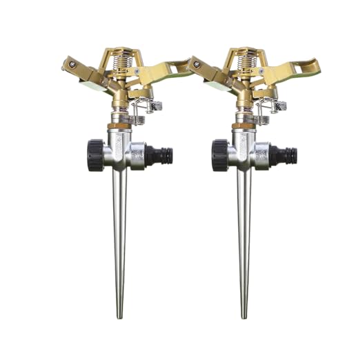 Holzsammlung Impulsregner Kreisregner, Sprinkler 2er Set Erdspieß, Rasensprenger 360 Grad 3/4 Zoll, Grün von Holzsammlung