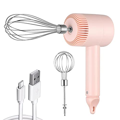 Holzsammlung Kabellose Wiederaufladbare Handmixer, 3 Geschwindigkeit, USB Aufladbar 2 in 1 Handheld Elektrischer Handrührgerät mit 2 Edelstahl Schwingbesen für Backen/Sahn/Milchaufschäumer von Holzsammlung