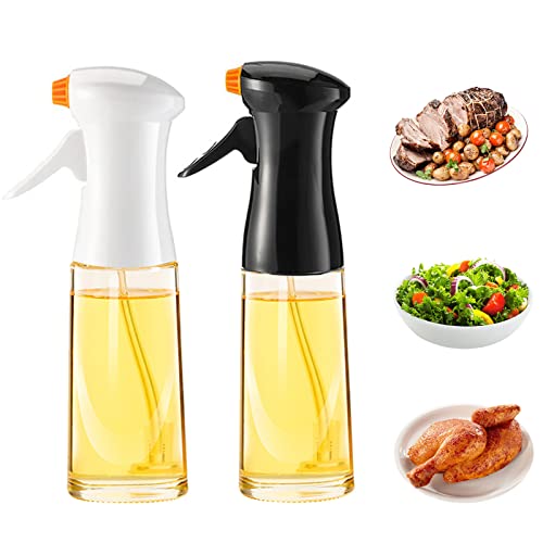 Holzsammlung Ölsprüher Flasche, 220 ml Ölspray zum Kochen, 2 Stück Essig Spritzer Ölspender Glasflasche Olivenöl Sprühflasche Gadgets Küche für Heißluftfritteuse, Salate, Backen, Pasta, Grillen, BBQ von Holzsammlung