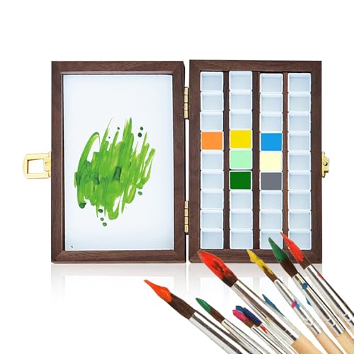 Holzsammlung Tragbare, Holz Leere Mini Reise, 36 Rastern Aquarellfarben Aufbewahrungsbe Halter Palettenbox, Acrylmalerei Farbschutz mit 36 Gittern, 17.5 x 10.5 x 2.5 cm Holzsammlung Tragbare, Holz Leere Mini Reise, 36 Rastern Aquarellfarben Aufbewahrungsbe Halter Palettenbox, Acrylmalerei Farbschutz mit 36 Gittern, 17.5 x 10.5 x 2.5 cm von Holzsammlung