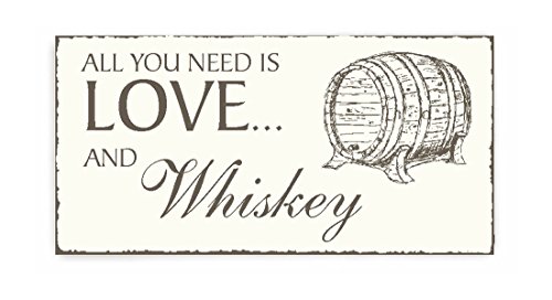 SCHILD Dekoschild « All you need is LOVE and WHISKY » Holzschild Türschild Dekoration Getränk Whiskey Cognac von Holzschild