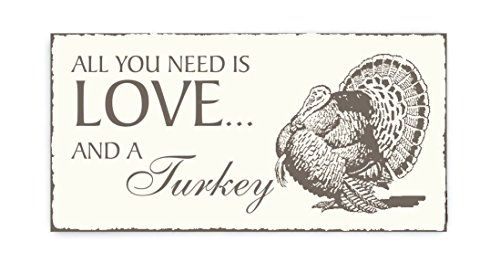 SCHILD Dekoschild « All you need is LOVE and a TURKEY » Truthahn Holzschild Türschild Dekoration Vogel Ornithologe Zoo Tierpark Thanks Giving Truthuhn von Holzschild