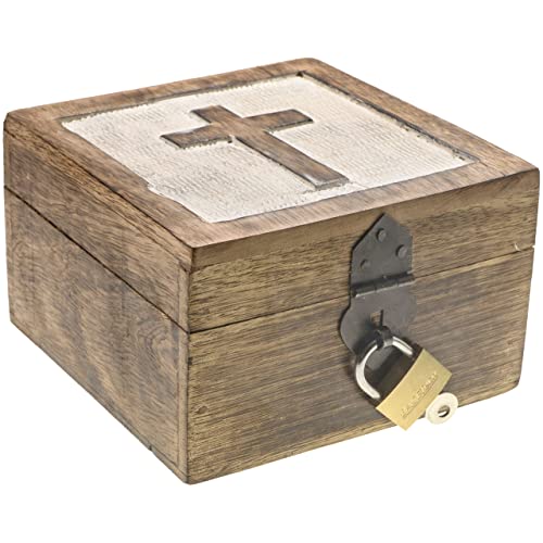 24HKS Herz Truhe mit Schloß Herzmotiv Herzmuster Holztruhe, Motiv Herz Schatztruhe Geschenk Geschenkbox Geburtstagsgeschenk mit Deckel (24 ks Herz 13x13x8 cm) von Holzspielzeug-Tom