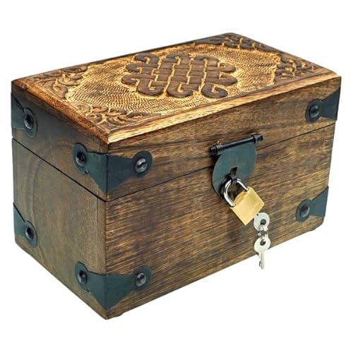 24SOKS Holztruhe mit Schloss geschnitzter Oberfläche Schatztruhe Truhe Schatzkiste Spardose Spartruhe Holzbox Box Kiste Holztruhe Holzkiste Schatzkiste Schatztruhe Truhe Schatz Spartruhe von Holzspielzeug-Tom