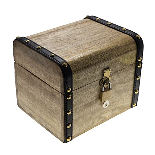 Holzspielzeug-Tom BGS Bauernkasse groß mit Schloss Schatzkiste Truhe Schatztruhe Holzbox Geschenk Deko Geburtstag Aufbewahren verschließbar abschließbar Deckel (Bauern hell 15x13x13 cm), Natur von Holzspielzeug-Tom