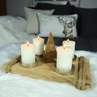 Ausgefallener Adventskranz Aus Einem Holzbrett - Weihnachtlicher Kerzenhalter Zeitlose Deko Altholz Rustikale Weihnachtsdeko von HolzstuebchenEnniger