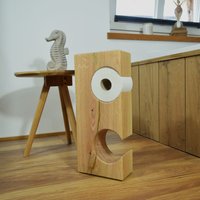Moderner Toilettenpapierhalter Stehend Aus Massivem Eichen Holz - Wc Rollenhalter 2 Rollen Badezimmer Deko Bad Accessoires Garnitur von HolzstuebchenEnniger