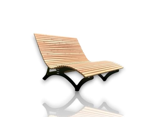 Holztec-Leitner Waldsofa Doppelliege Wellenliege in Lärche mit schwarzem Untergestell Made in Bavaria 140cm … von Holztec-Leitner