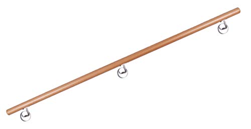 Handlauf Buche, lackiert, mit stabilen Halter aus Edelstahl, 36 Längen zur Auswahl ! (2.20m) von Ferdinand Meise Holztechnik