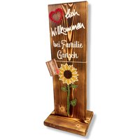 Willkommensschild Sonnenblume Holzaufsteher String Art von HolzteufelShop