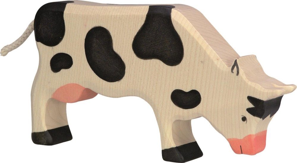Holztiger Tierfigur HOLZTIGER Kuh aus Holz - grasend, schwarz von Holztiger