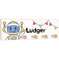 Garderobe Für Kinder, Kindergarderobe Mit Name, Personalisierte Garderobenleiste 5 Haken von Holzura