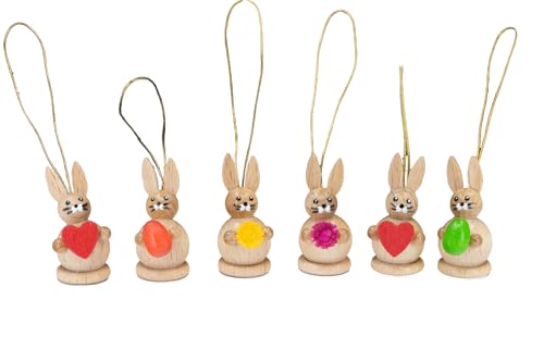 Holzwaren Egermann Dekoanhänger/Baumanhänger - Hase Natur klein - Anzahl: 6 Stück - Größe: ca. 3 cm - Made in Germany von Holzwaren Egermann Erzgebirge