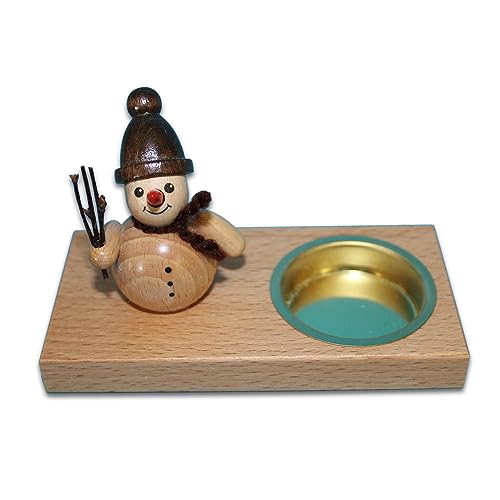 Holzwaren Egermann Leuchter aus Holz - Teelichthalter in Naturfarben mit süßem Schneemanndesign - Motiv: mit Reisig - Länge: ca. 11,5 cm - Made in Germany Holzwaren Egermann Leuchter aus Holz - Teelichthalter in Naturfarben mit süßem Schneemanndesign - Motiv: mit Reisig - Länge: ca. 11,5 cm - Made in Germany von Holzwaren Egermann Erzgebirge