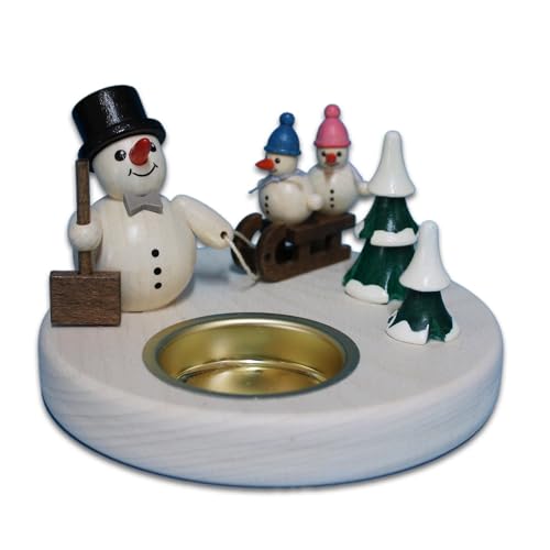 Holzwaren Egermann Leuchter aus Holz - Teelichthalter mit süßem Schneemanndesign - Motiv: Schlitten & Schneemann Kinder - Durchmesser: ca. 11 cm - Made in Germany Holzwaren Egermann Leuchter aus Holz - Teelichthalter mit süßem Schneemanndesign - Motiv: Schlitten & Schneemann Kinder - Durchmesser: ca. 11 cm - Made in Germany von Holzwaren Egermann Erzgebirge