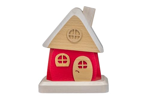 Holzwaren Egermann großes Räucherhaus aus Holz - Hübsches Rauchhaus in der Farbe: Rot - Maße: ca. 15 x 13 x 8 cm - Made in Germany von Holzwaren Egermann Erzgebirge
