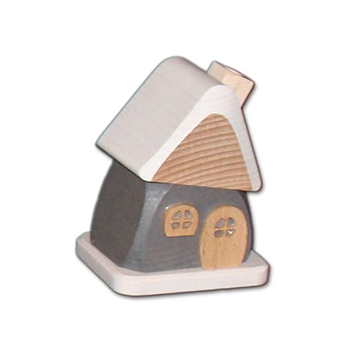 Holzwaren Egermann kleines Räucherhaus aus Holz - Hübsches Rauchhaus in der Farbe: Grau - Maße: ca. 9 x 6 x 7 cm - Made in Germany von Holzwaren Egermann Erzgebirge
