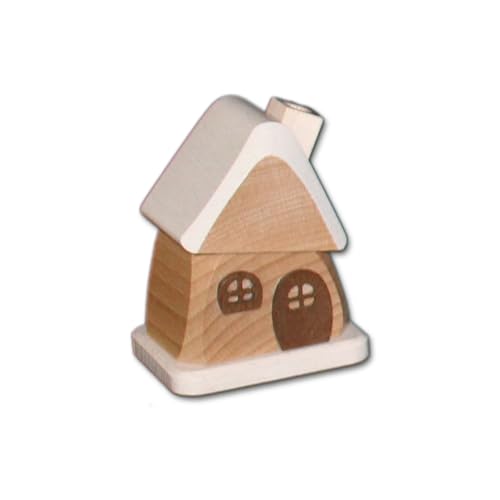 Holzwaren Egermann kleines Räucherhaus aus Holz - Hübsches Rauchhaus in der Farbe: Natur - Maße: ca. 9 x 6 x 7 cm - Made in Germany von Holzwaren Egermann Erzgebirge