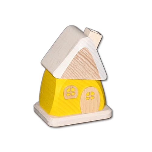 Holzwaren Egermann kleines Räucherhaus aus Holz - Hübsches Rauchhaus in der Farbe: Gelb - Maße: ca. 9 x 6 x 7 cm - Made in Germany von Holzwaren Egermann Erzgebirge
