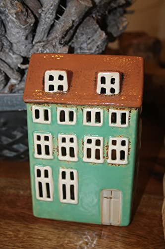 Haus aus Keramik/Windlicht Villa Gerda, H 16,5 cm, H10,5 cm, T 7,5 cm von Holzwurm