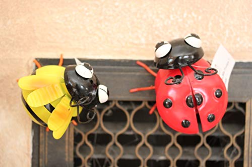 Holzwurm Biene und Marienkäfer im Set, aus Metall, mit Magnet an der Unterseite, 8 x 8 x 8 cm von Holzwurm