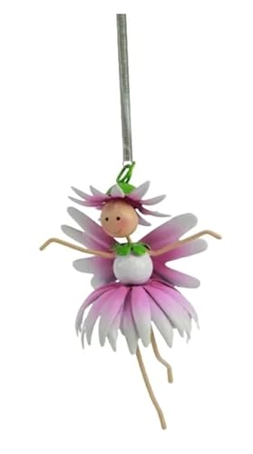 Holzwurm Dekofigur Käfer Biene Katze Maus Schnecke Kuh, Eule aus Metall mit Magnetfuß, Gartenfigur, Metallfigur, Blechfigur (Elfe Hänger Pink) von Holzwurm