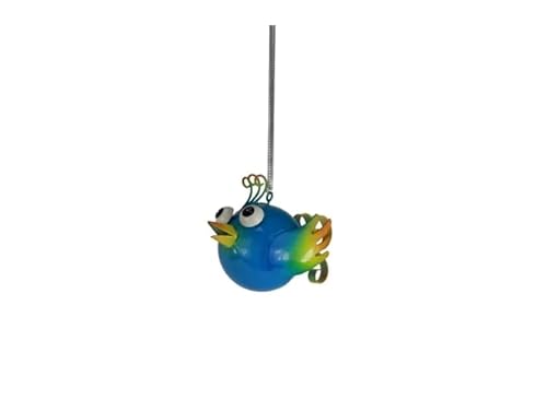 Holzwurm Dekofigur Käfer Biene Katze Maus Schnecke Kuh, Eule aus Metall mit Magnetfuß, Gartenfigur, Metallfigur, Blechfigur (Hänger Vogel Blau) von Holzwurm
