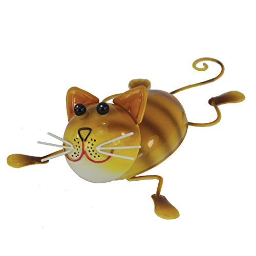 Holzwurm Dekofigur Käfer Biene Katze Maus Schnecke Kuh Eule aus Metall mit Magnetfuß, Gartenfigur, Metallfigur, Blechfigur (Katze) von Holzwurm