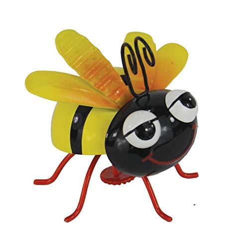 Holzwurm Dekofigur Käfer Biene Katze Maus Schnecke Kuh Eule aus Metall mit Magnetfuß, Gartenfigur, Metallfigur, Blechfigur (Biene) von Holzwurm