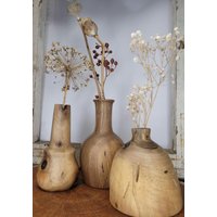 Walnuss Holzvasen Set von HolzwurmDaniel