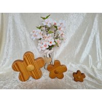 Dekoration-Blume in Lärchenholz Im 3Er-Set von HolzwurmHandwerk