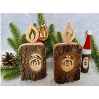 Von Hand Gesägtes Rindenbild Mit Echter Rinde in Form Einer Kerze von HolzwurmHandwerk