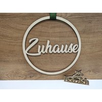 Zuhause Holzkranz | Loop/Hoop Aus Holz Türschild Fensterdeko Holzring Dekoration von Holzzlich