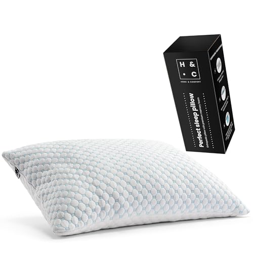 Hom&Com – Ergonomisches Kopfkissen Memory Foam – 71x50 cm – Für Seitenschläfer & Rückenschläfer – Verstellbar, Atmungsaktiv & Mit Doppelseitigem Bezug von Hom&Com