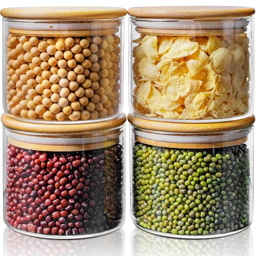 HomArtist Gläser mit Bambusdeckel, 480 ml, 4 Stück, für Salat, Obst, Mahlzeiten, Vorbereitungsgläser mit Deckel, luftdichte Vorratsdosen aus Glas mit Deckel für Snacks, Süßigkeiten, Hafer, ideal für HomArtist Gläser mit Bambusdeckel, 480 ml, 4 Stück, für Salat, Obst, Mahlzeiten, Vorbereitungsgläser mit Deckel, luftdichte Vorratsdosen aus Glas mit Deckel für Snacks, Süßigkeiten, Hafer, ideal für von HomArtist